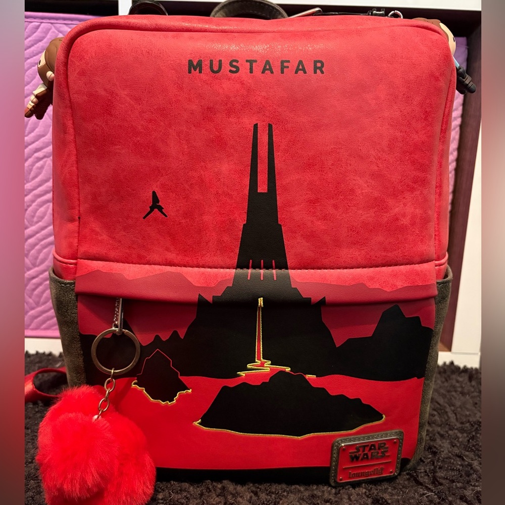 Loungefly Star Wars Mustafar Backpack Revenge Sith Obi-Wan Anakin Keychains
